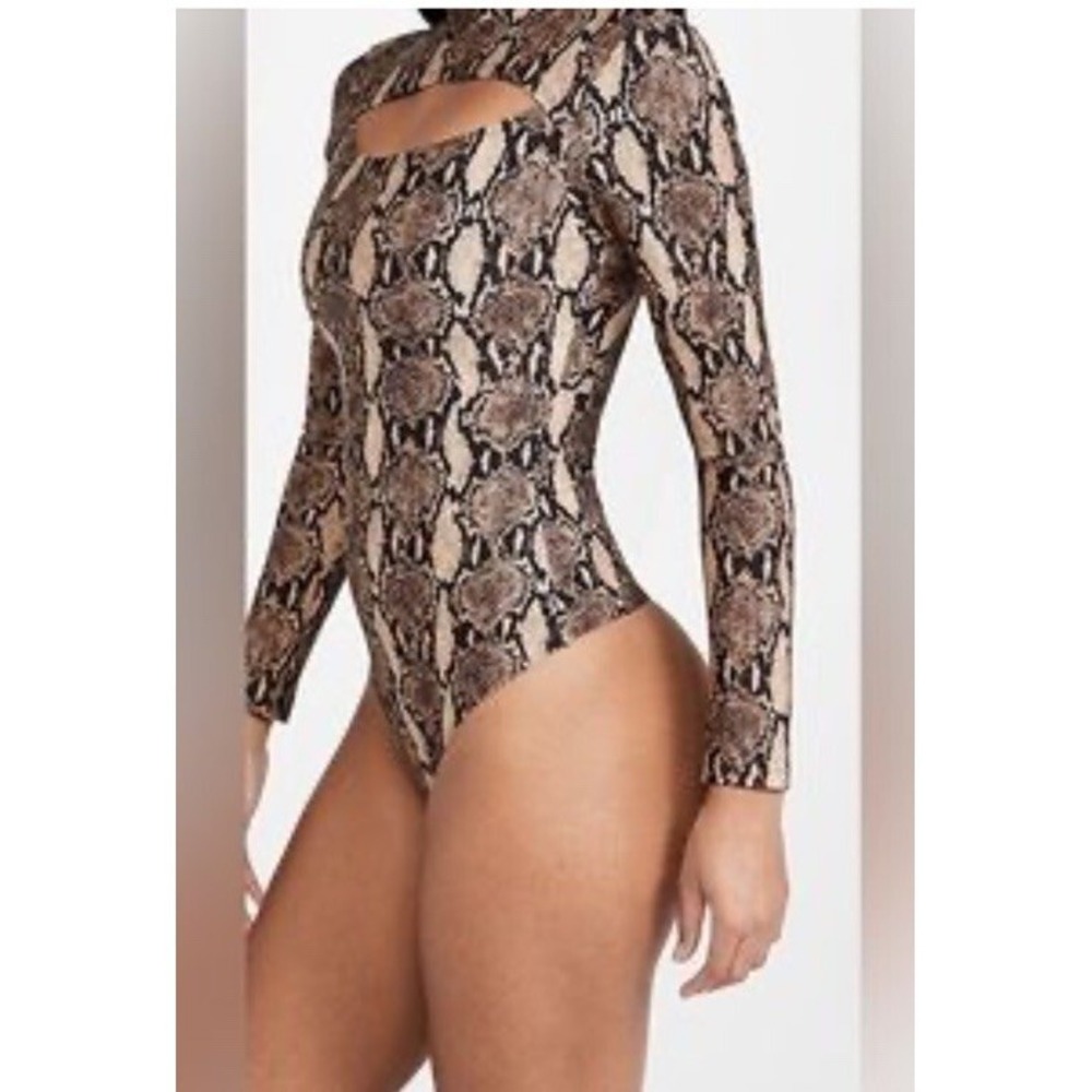A.L.C. x Bandier Python Snake Skin Mock Neck Bodysuit M Long Sleeve